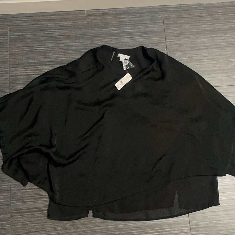 New York & Company Black silk poncho top
